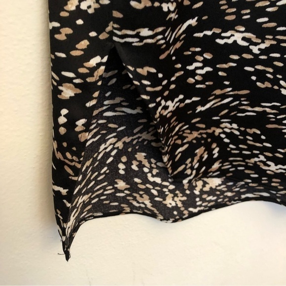 HALSTON oversized blouse long sleeve tunic Button up black abstract print Medium - Picture 9 of 11